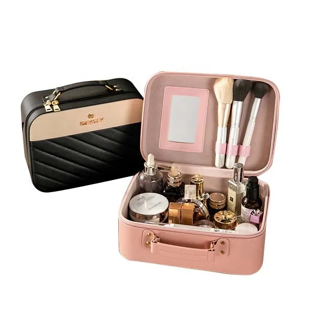 

Wholesale makeup bag will carry mirror travel multifunctional large capacity makeup case