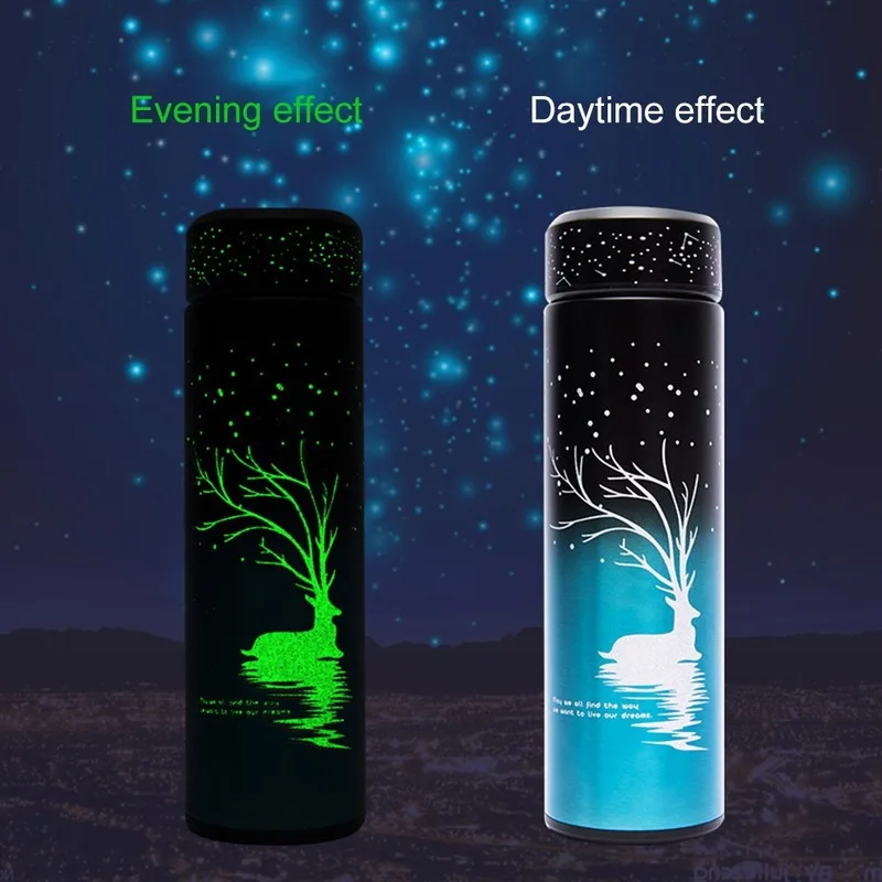 

500ml Creative Luminous Thermos Boy Girl Student Kids Personality Star Luminous Water Bottle Gift Stainless Steel Vacuum Flask
