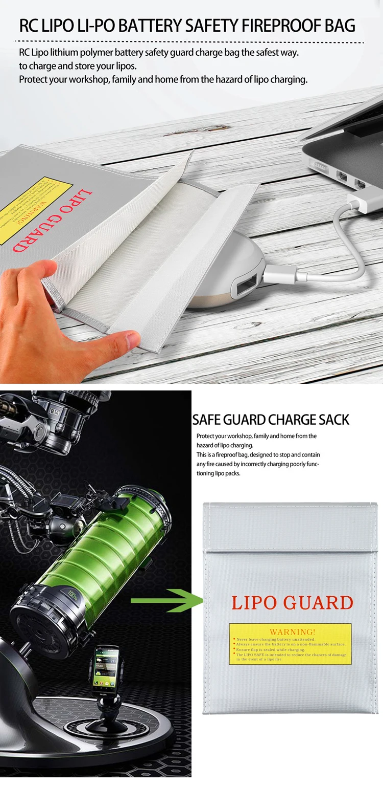 LIPO SAFE LIPO GUARD Fireproof Battery Bags Important Document Storage