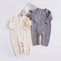 

knitted romper newborn baby sweater rompers gray long sleeve cotton christmas kids clothes gift wholesale boutiques