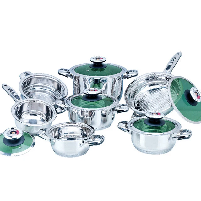 

Camping/Travel/Home Usage Stainless Steel 12PCS Pots and Pans Cookware Set, Silver