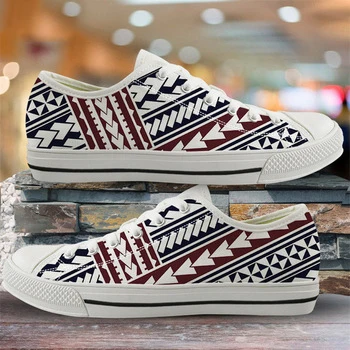 

Wholesale Polynesian Traditional Tribal Printing Women Canvas Shoes Casual Comfortable Shoes For Women Unique Custom Women Shoes, Customized color