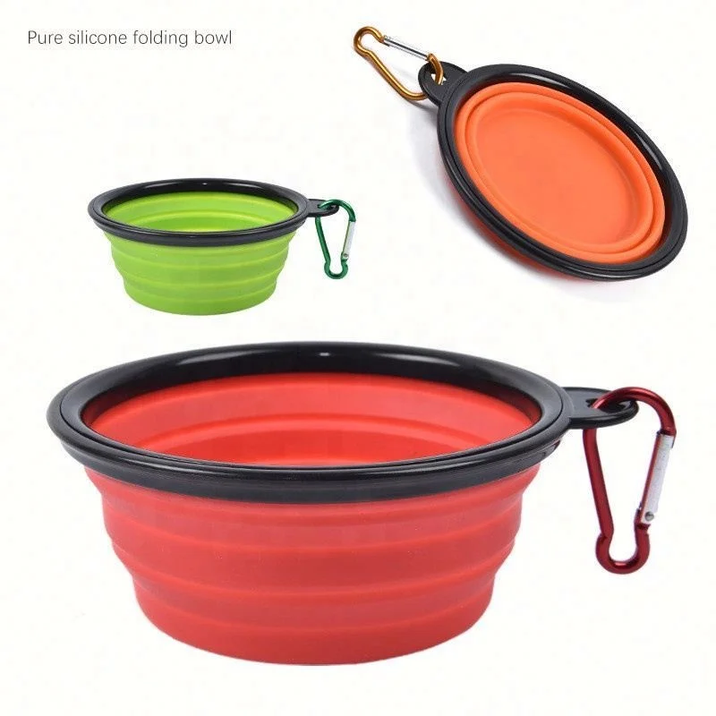 

Pet Drinking Water Feeding Bowl Silicone Cat Dog Food Outdoor Travel Portable Feeder Folding, Shown