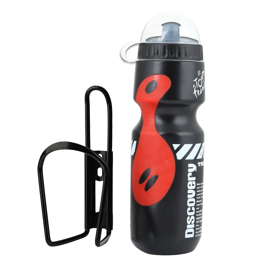 

Mountain Bike Bicycle Cycling Water Drink Bottle with Holder Cage Outdoor Sports Plastic Portable Kettle Water Bottle Drinkware, Black/blue/grey/red/white/yellow