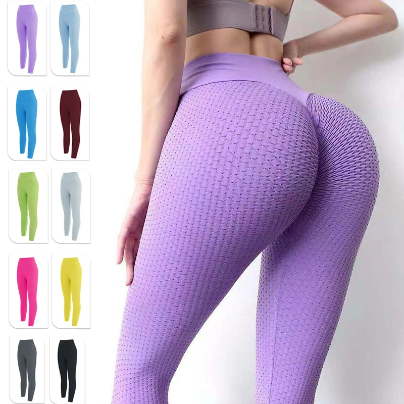 

High Waisted Butt Lift Workout Clothing Sports Wear Fitness Scrunch Butt Leggings Honeycomb Yoga Pants Gym Leggings For Women, Picture shows