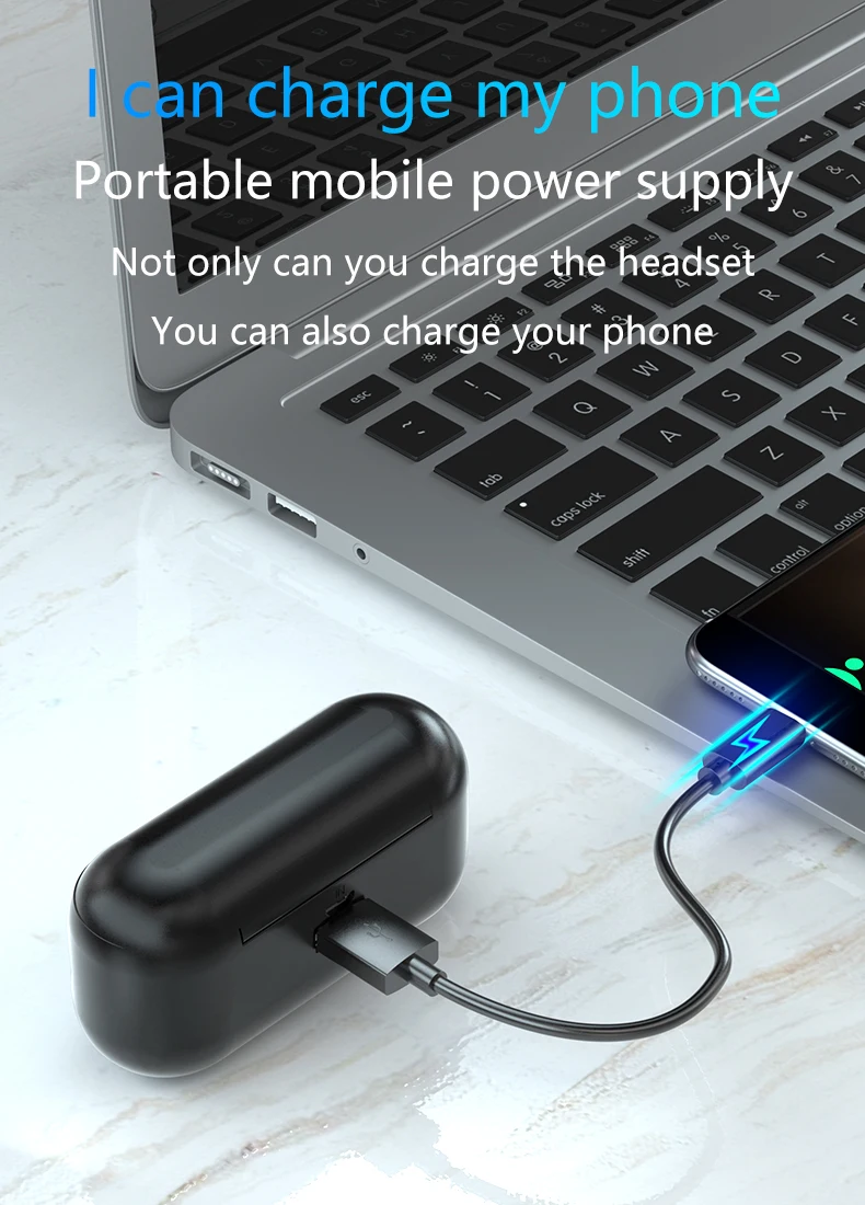 New F9-43 LED Power Display Wireless Headphone Earphone 2000mAh TWS 5.0 True Wireless Earbuds - ANKUX.COM