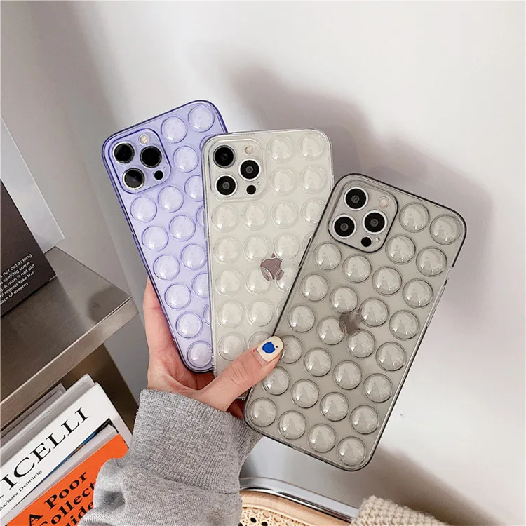 

Transparent Bubble Phone Case For iPhone 11 12 Pro Max XS 7 8 Plus X XR SE2020 Soft Silicone Clear Cover, 3 colors