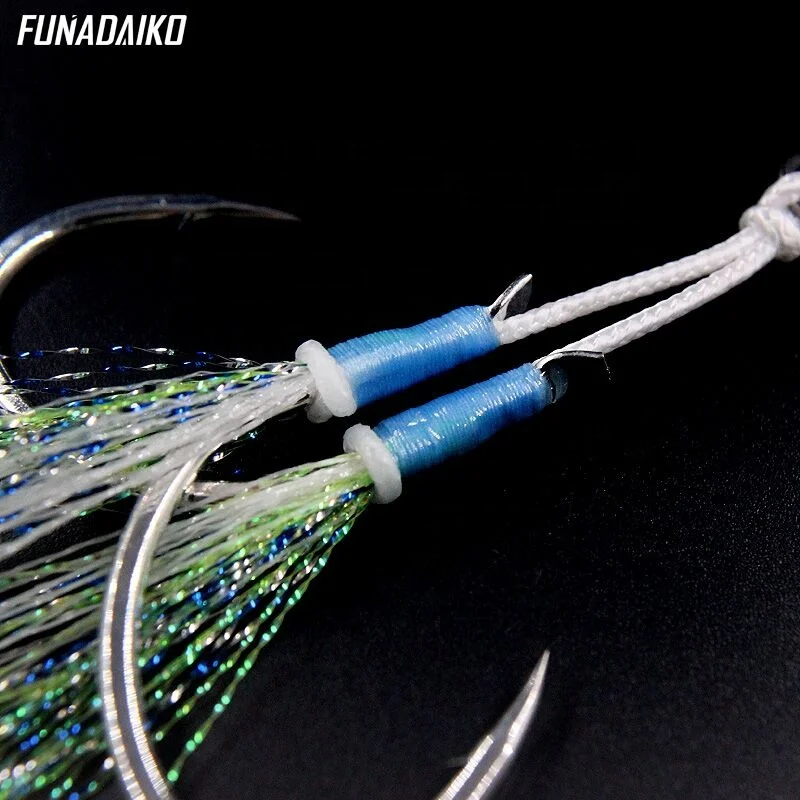 

Funadaiko high quality saltwater fishing jig hook slow jigging double assist hooks