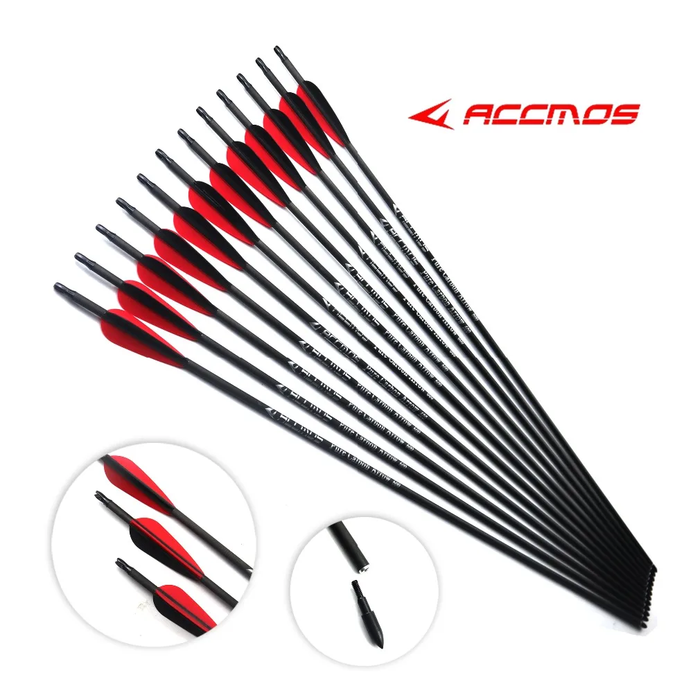 

ID 6.2mm cheap price pure carbon arrow shafts Archery Bow and arrow with point wholesale Discount price on sale white print