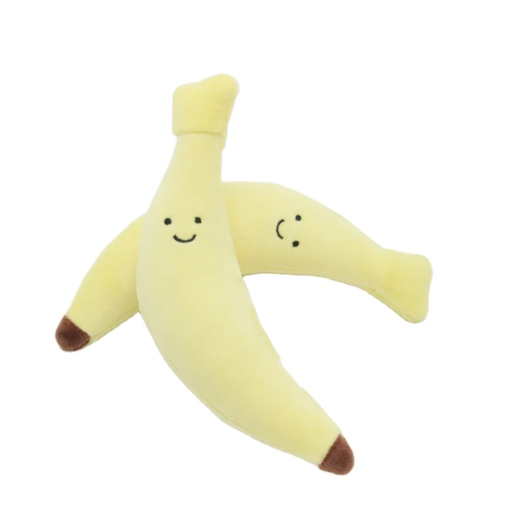

New Squeaker Funny Soft Plush Stuffed Fruit Banana Dog Chew Toys For Pet, Customized