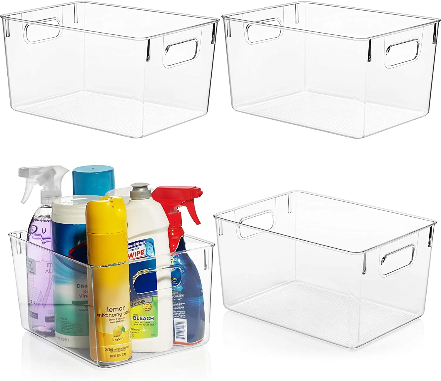 

4 packs Perfect Kitchen Organization or Pantry Storage Clear Space Plastic Storage Bins