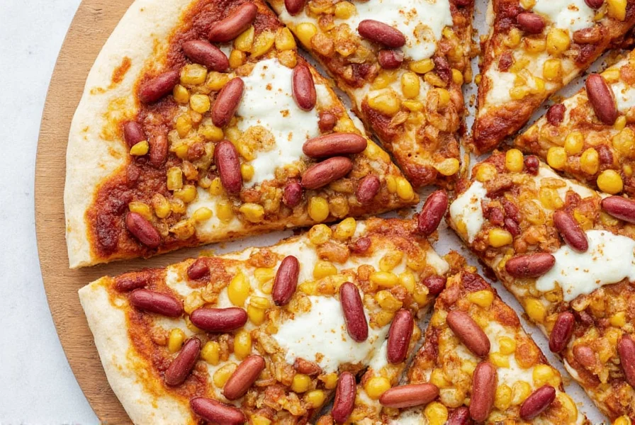 Step-by-step images of bean pizza preparation
