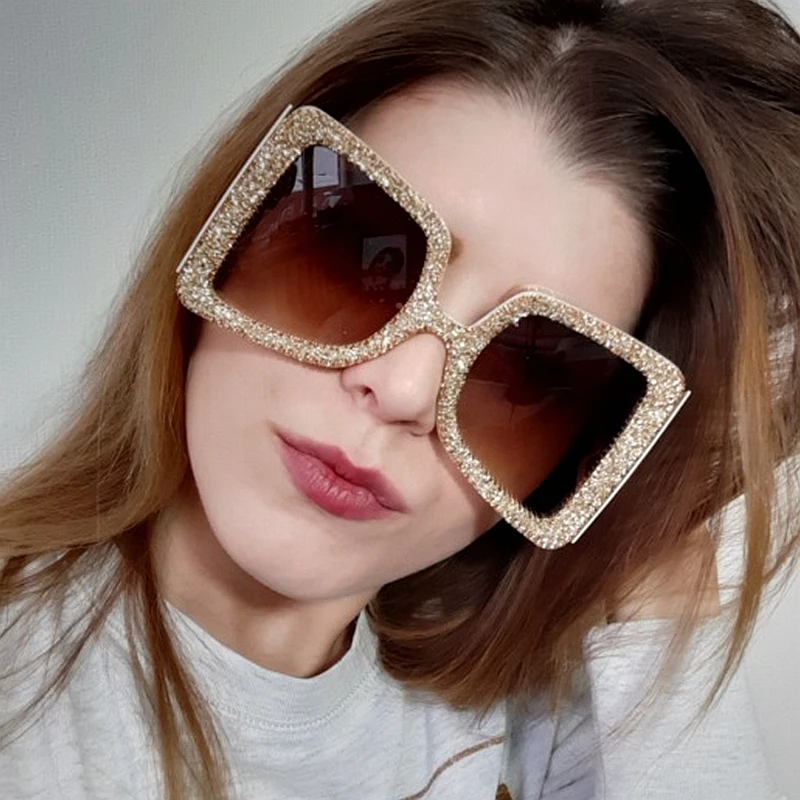 

89368 Luxury Retro Bling Stones Sunglasses Oversized Lightning Diamond Sunglasses Women, 9 colors