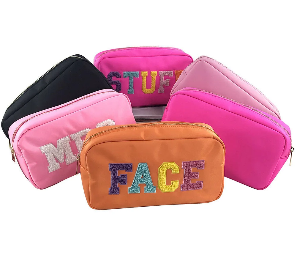 

New nylon durable toiletry bag ladies towel embroidery logo makeup box large capacity cosmetic bag