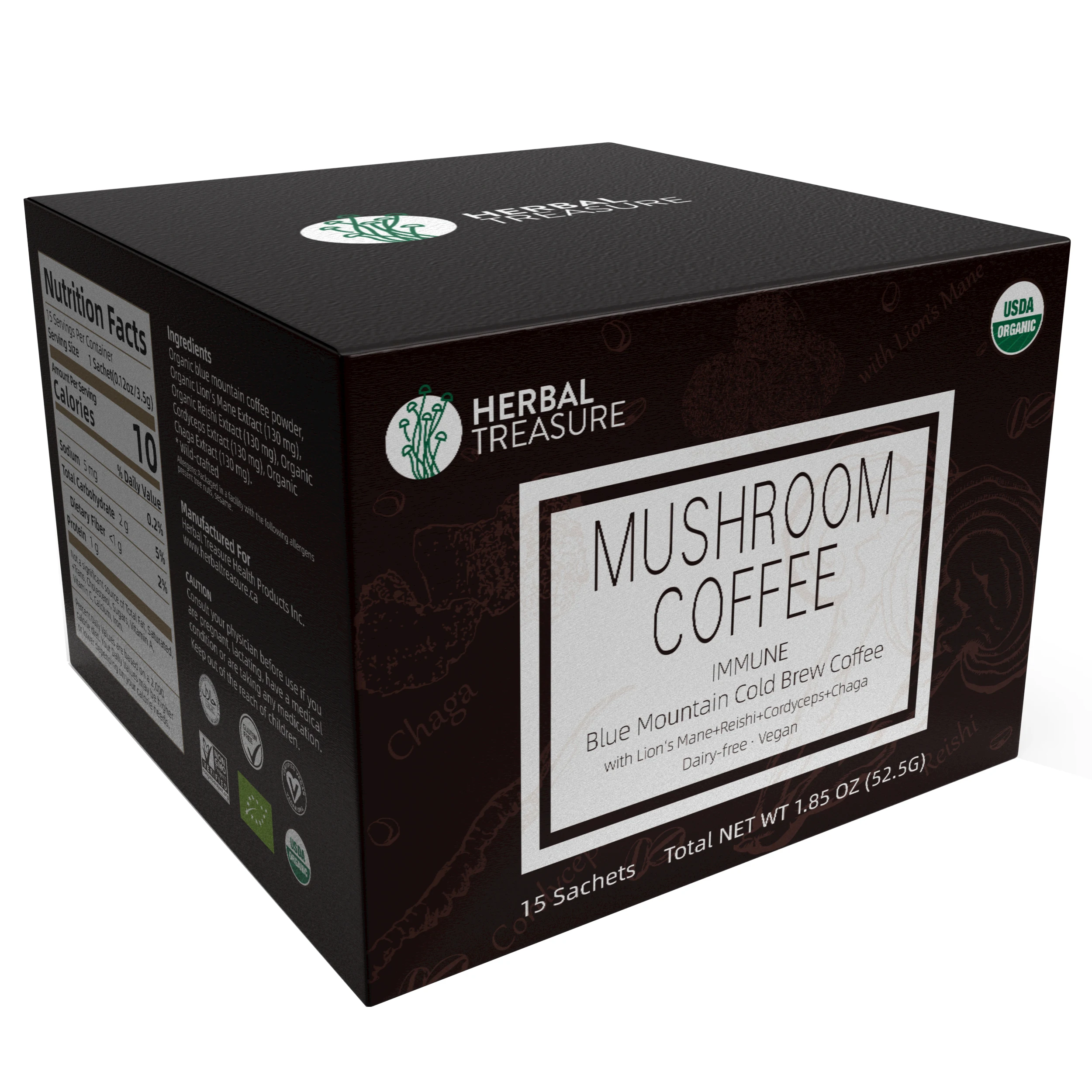 

Jamaica Blue Mountain Flavor Instant Coffee Mushroom Cold Brew Coffee Lions Mane reishi chaga Cordyceps