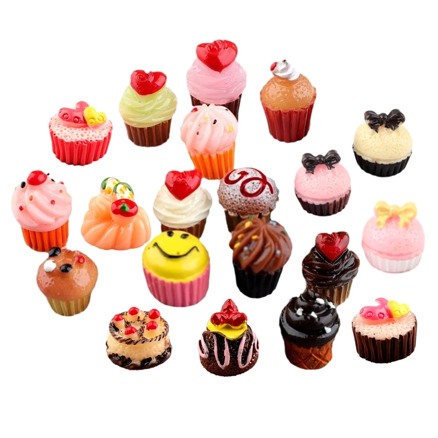 

cute small round 3d miniature birthday cake cupcake resin charms for keyring jewelry making