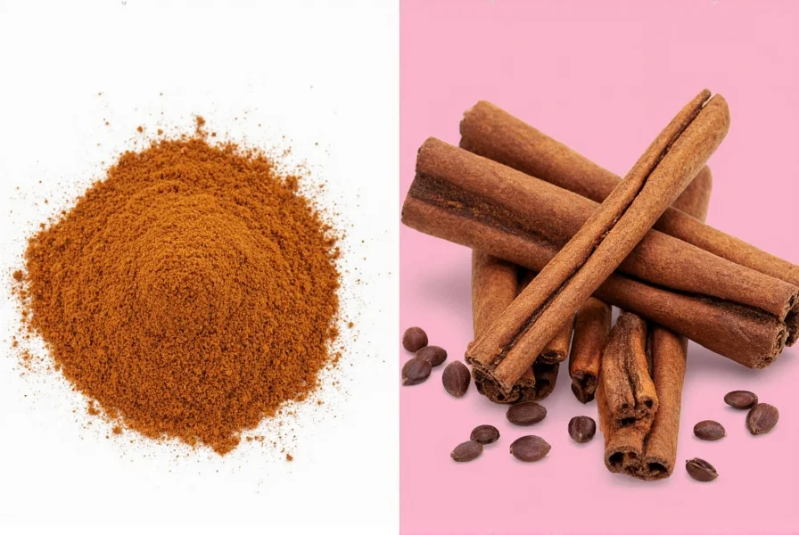 Ceylon and Korintje cinnamon trees side by side
