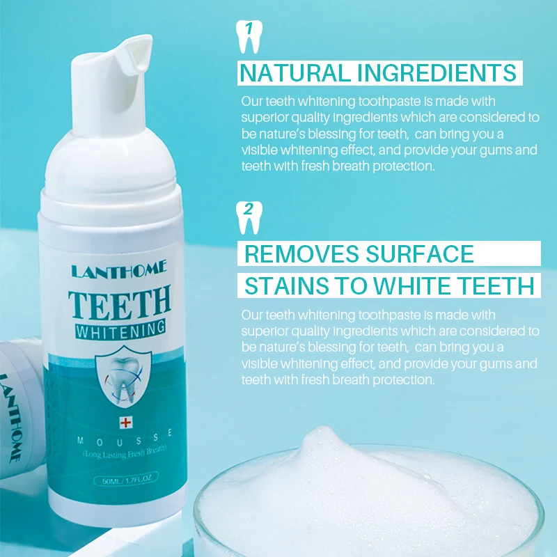 

Lanthome Private Label Liquid Toothpaste Oral Hygiene Tooth Cleanser Essence Clean White Foam Wash Teeth Whitening Mousse