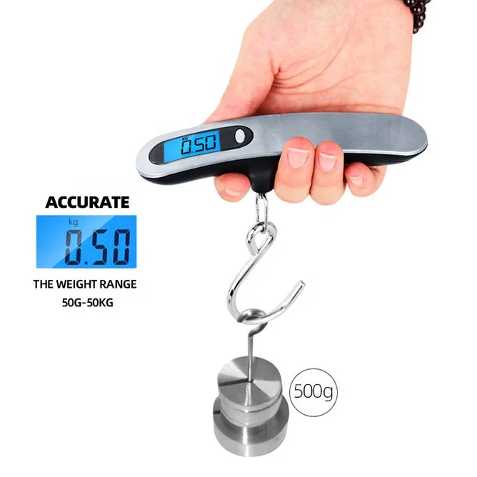 

50Kg Portable Travel Hanging Weighing Scale Digital Scale Luggage Fish Scale, Silver