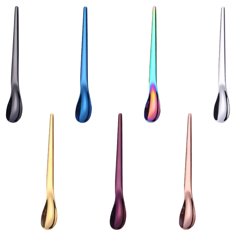 

Creative Design Stainless Steel 304 Oval Shape Spoon For Mixing Juice Coffee, Black/blue/purple/sliver/colorful/gold/rose gold