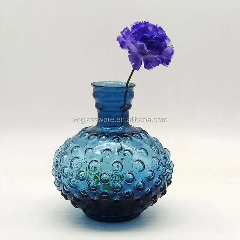 Small Murano Hobnail Design Blue Glass Vase For Wedding Centerpieces
