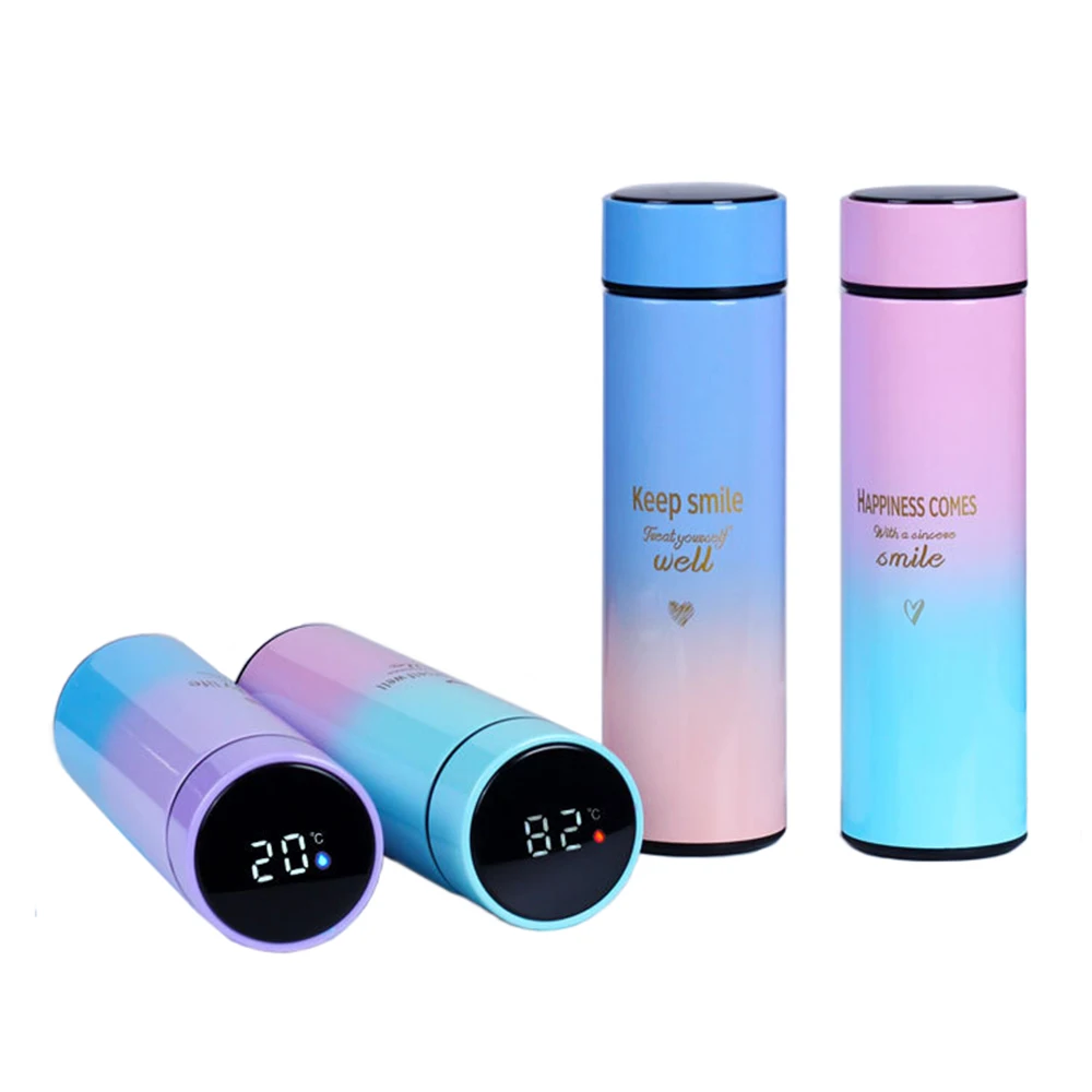 

LED Digital Temperature Display 500ml Intelligent Thermoses Stainless Steel Cup Double Wall Vacuum Insulated Smart Water Bottle, Blue, green, pink, purple