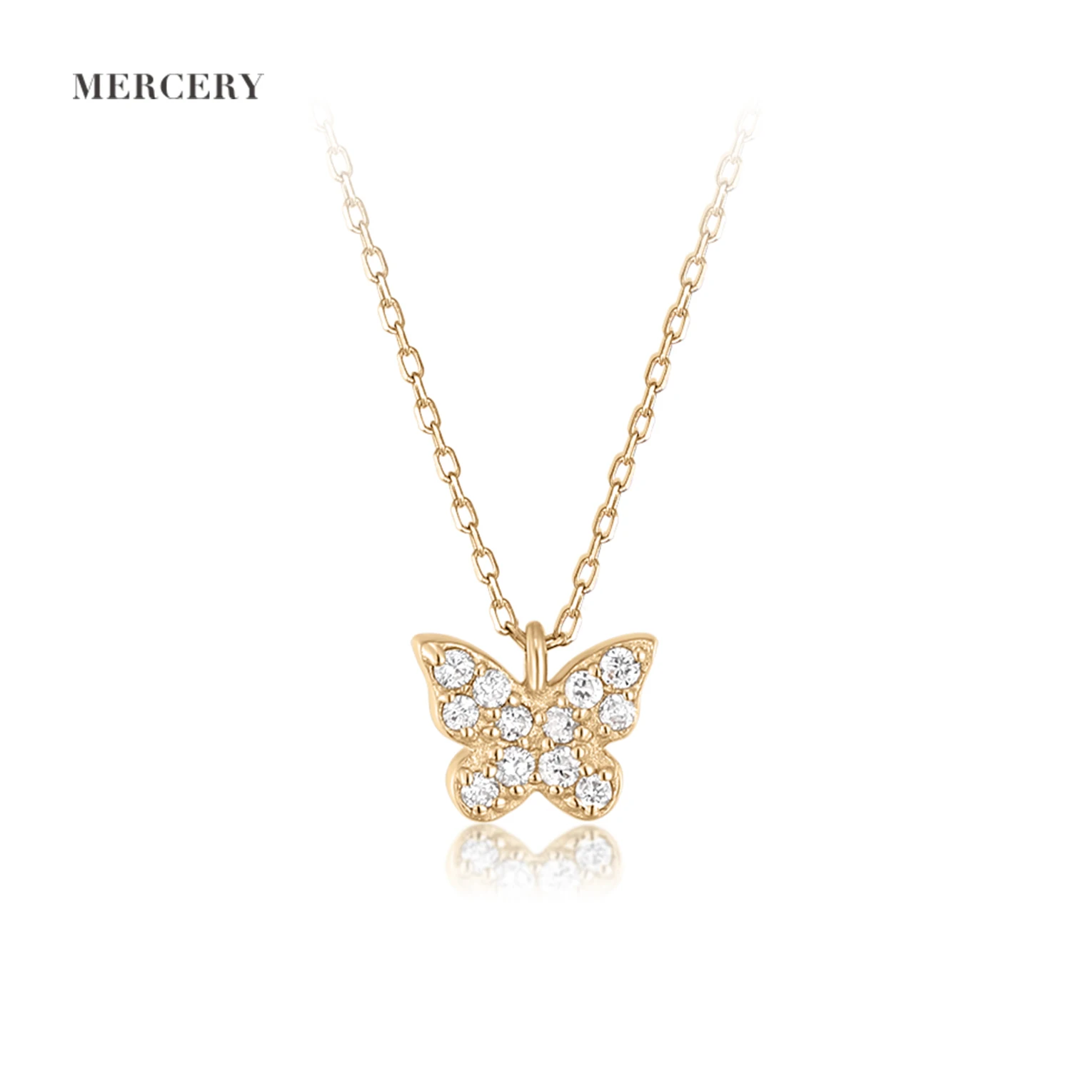 

Mercery 2022 Good Selling Butterfly Pendant Necklace 14K Solid Gold Jewelry Fashion Jewelry Luxury Diamond Necklace