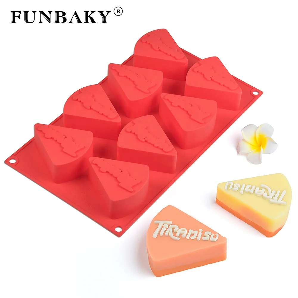 

FUNBAKY JSC3302 DIY home use baking kits 6 cavity sector shape nonstick cake silicone mold scented candle body soap mold, Customized color