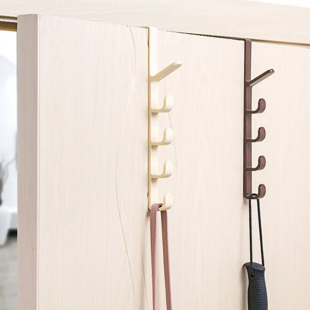 

Plastic Home Storage Organization Hooks Rails Bedroom Door Hanger Clothes Hanging Rack Holder Hooks for Bags Towel, Blue/white/coffee