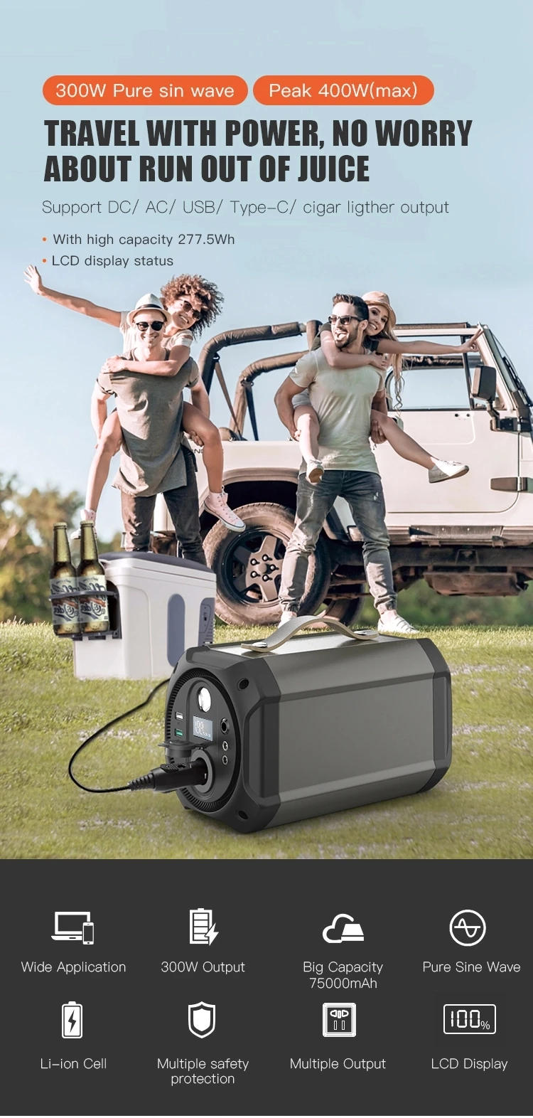 300W Portable Power Station For Outdoor Camping Power Station Solar Powered Electrical Stations Portable Laptop Power Station - ANKUX.COM