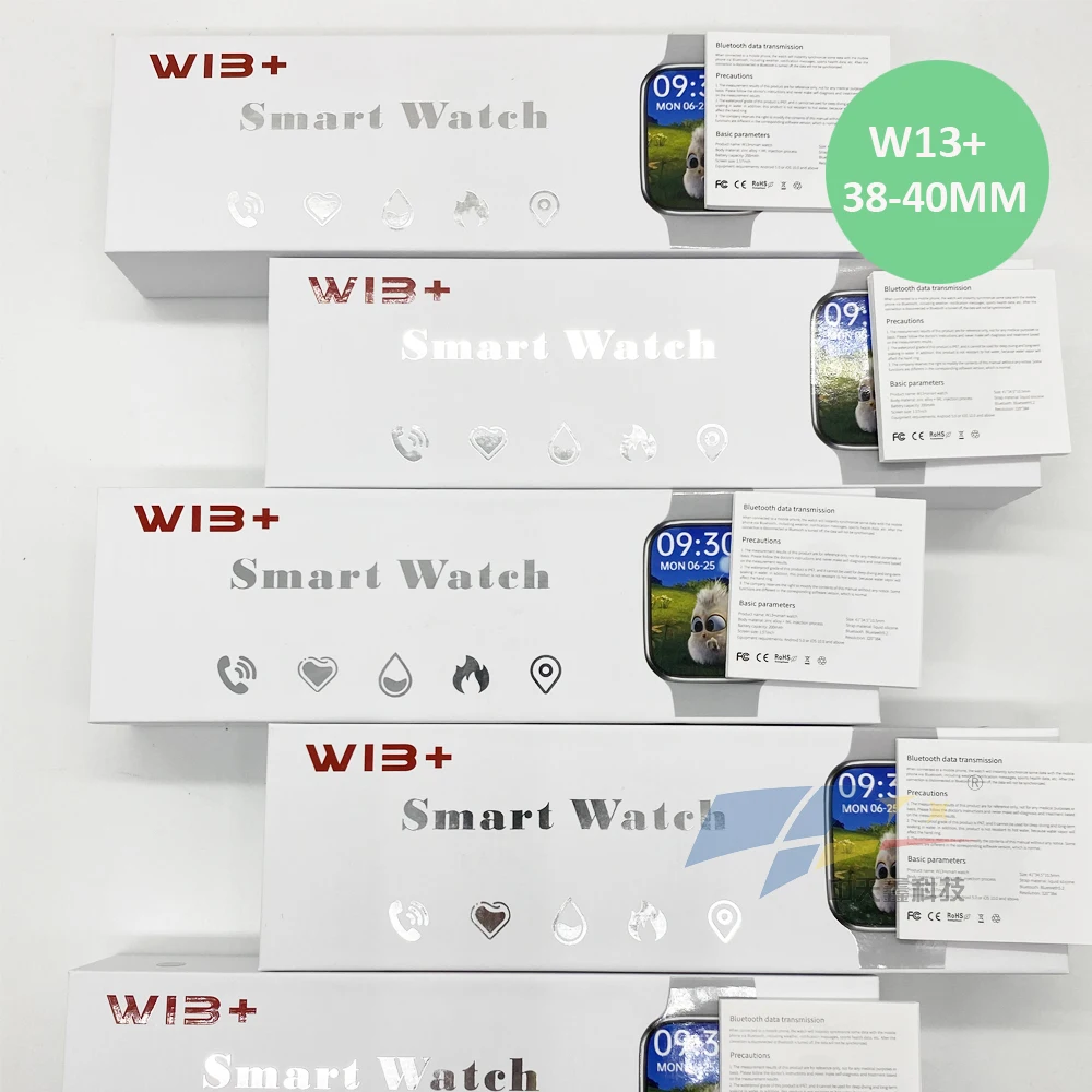 

Newest High Quality Smart Watch W13+ Touch Screen Sport Smartwatch for Women Support for IOS Android 2021, Black/blue/white/red/yellow/pink