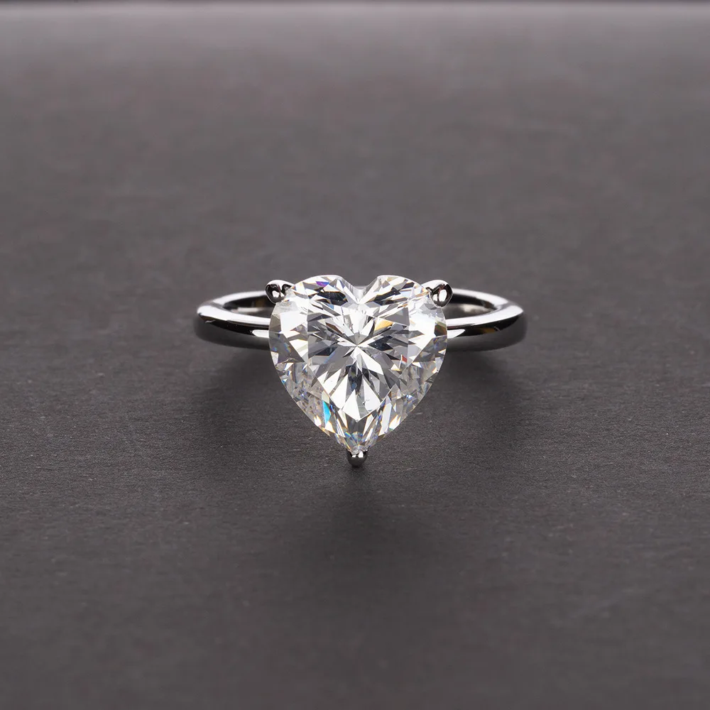 

Womens jewelry cz eternity 925 silver engagement single stone 5a zirconia heart shaped diamond ring, Picture