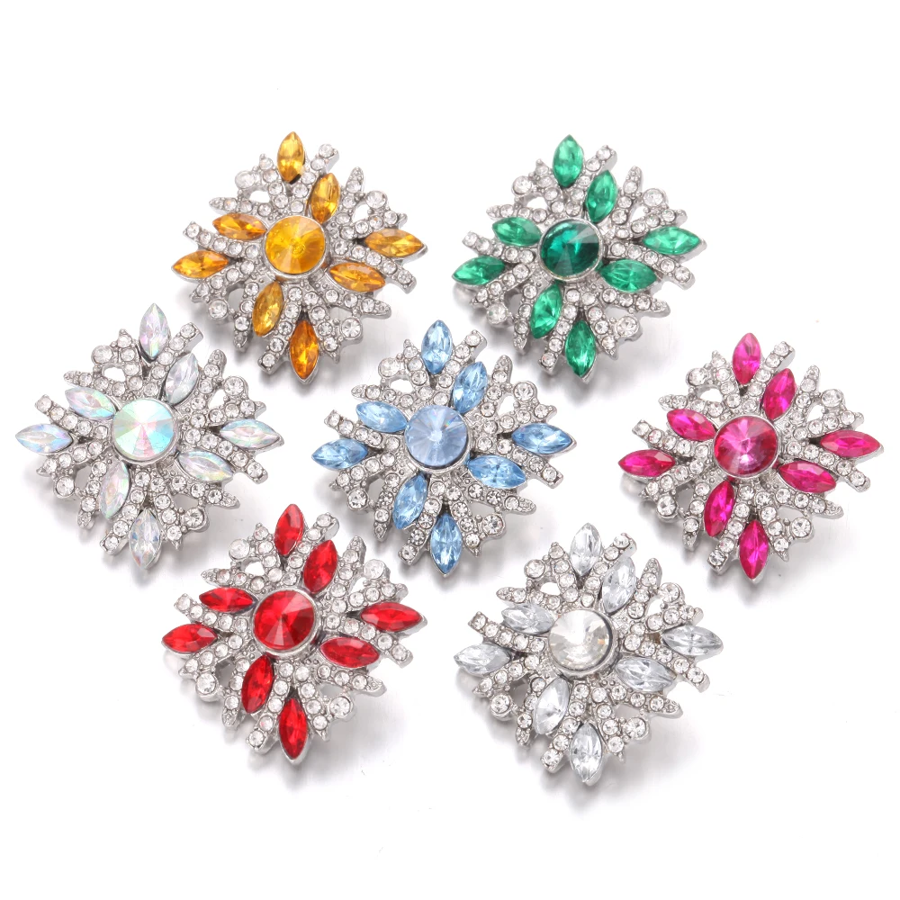 

Snap Jewelry Rhinestone Crystal Flower 18mm Snap Buttons for Leather Snap Bracelet Interchangeable Jewelry