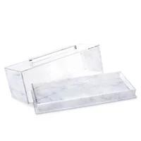 

White Marble Color Rectangular Acrylic Cake Dome