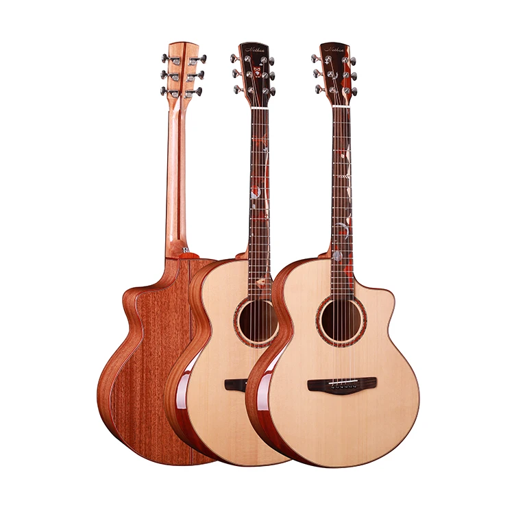 

New!  handmade solid Spruce top and Solid Mahogany side and back acoustic guitar with pattern