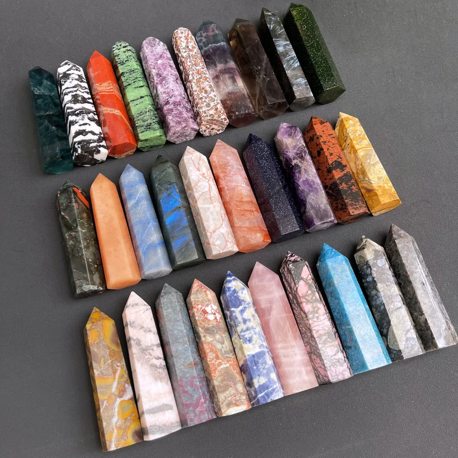 Factory Wholesale 9-11cm Crystal Point Labradorite Fluorite Rose Quartz Healing Stones Amethyst Mixed Tower Crystal Decoration