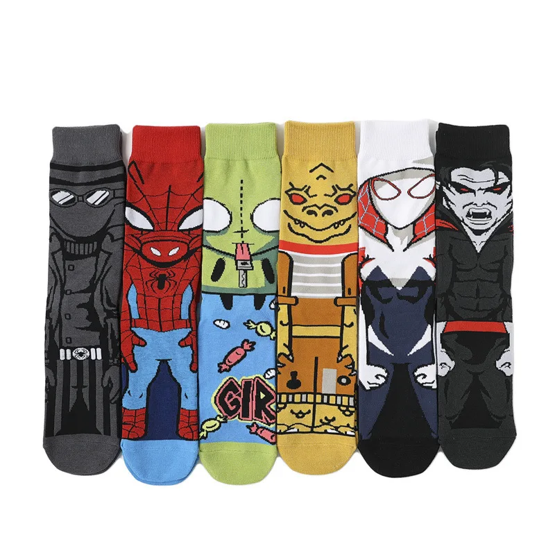 

Cartoon Cotton Personality Straight Board Character Europe And America Style Medium Tube Unisex Socks