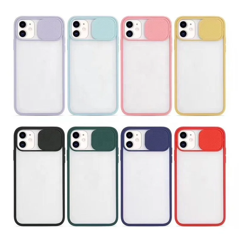 

2021 Logo Customized Camera Lens Protection Frosted Push-pull All-inclusive TPU Cover Compatible for Iphone12 Pro Max Phone Case, Multiple colors