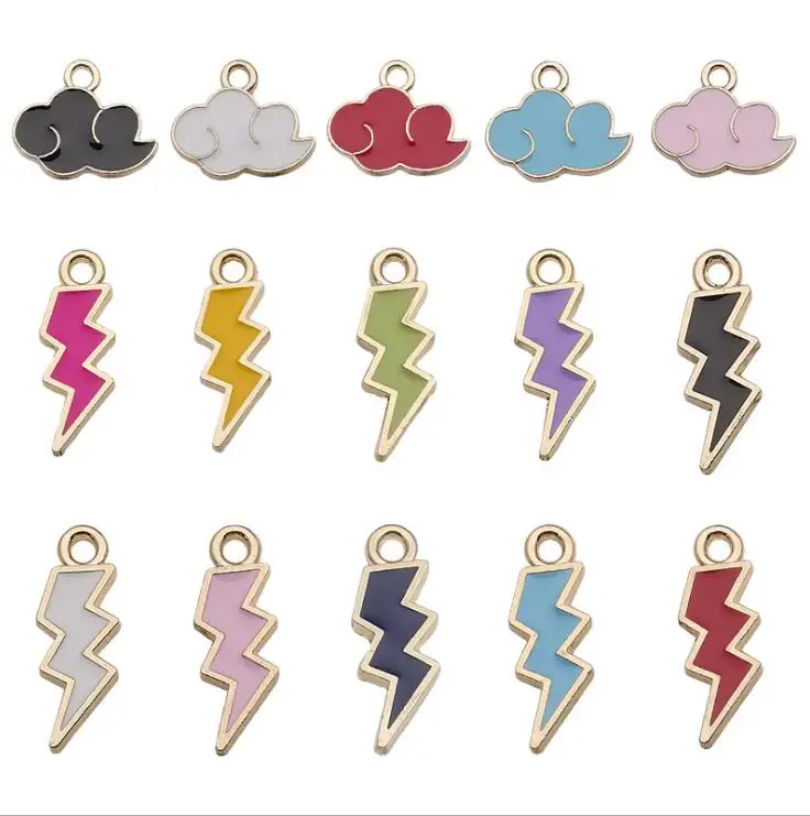 

90 pcs/lot Enamel Alloy gold jewelry lightning cloud charms pendants for bracelet necklace DIY jewelry making