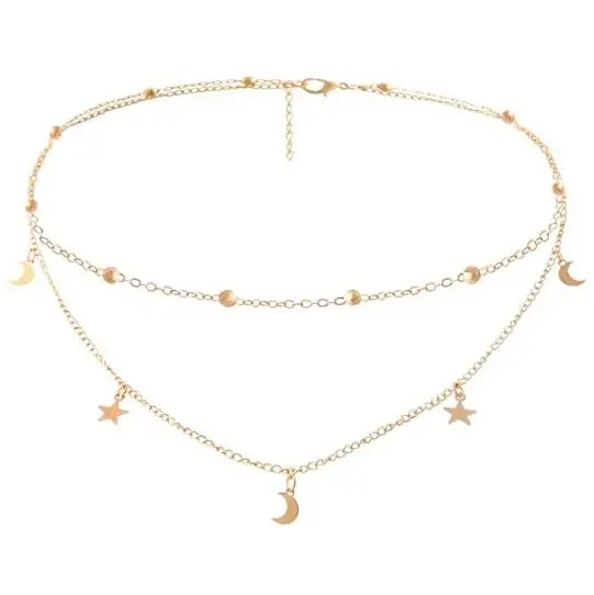 

Wholesale Pendant Necklace Layered Chain Necklace Star Moon Necklace for Women