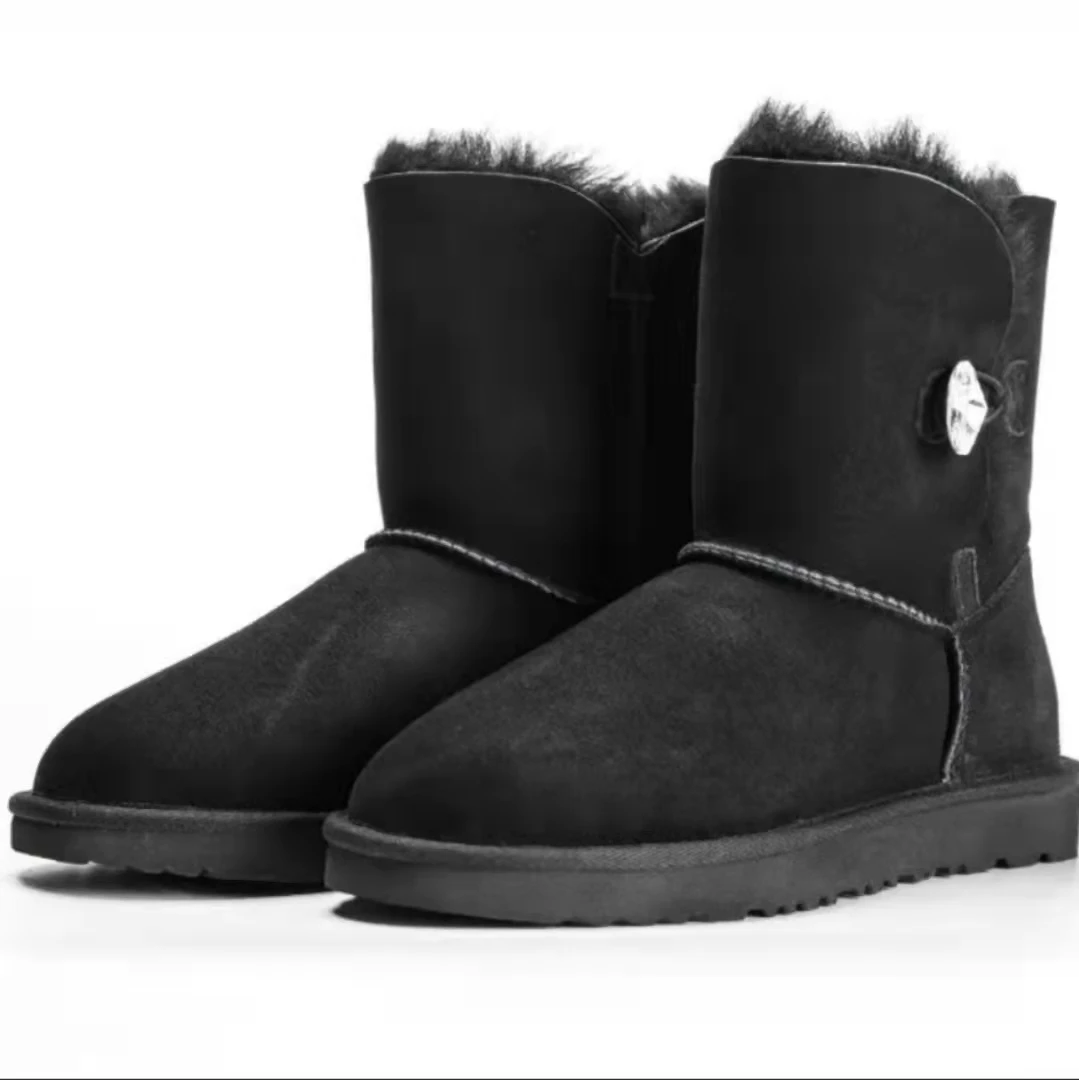 

Wholesales sheepskin fur Snow Boots Winter Boot with Drill buckle Winter Warm Snow Boots For Woman shoe