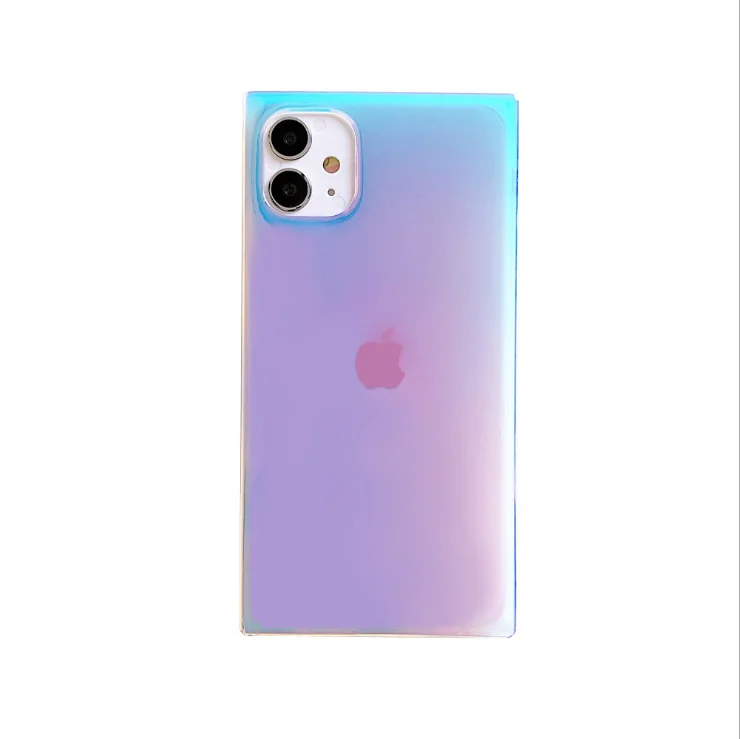 

Square Phone Case Cover Soft Silicone Luxury Glitter Laser Aurora Purple for Iphone 12 Mini 11 Pro Max XR X XS Max 7 8 Plus SE