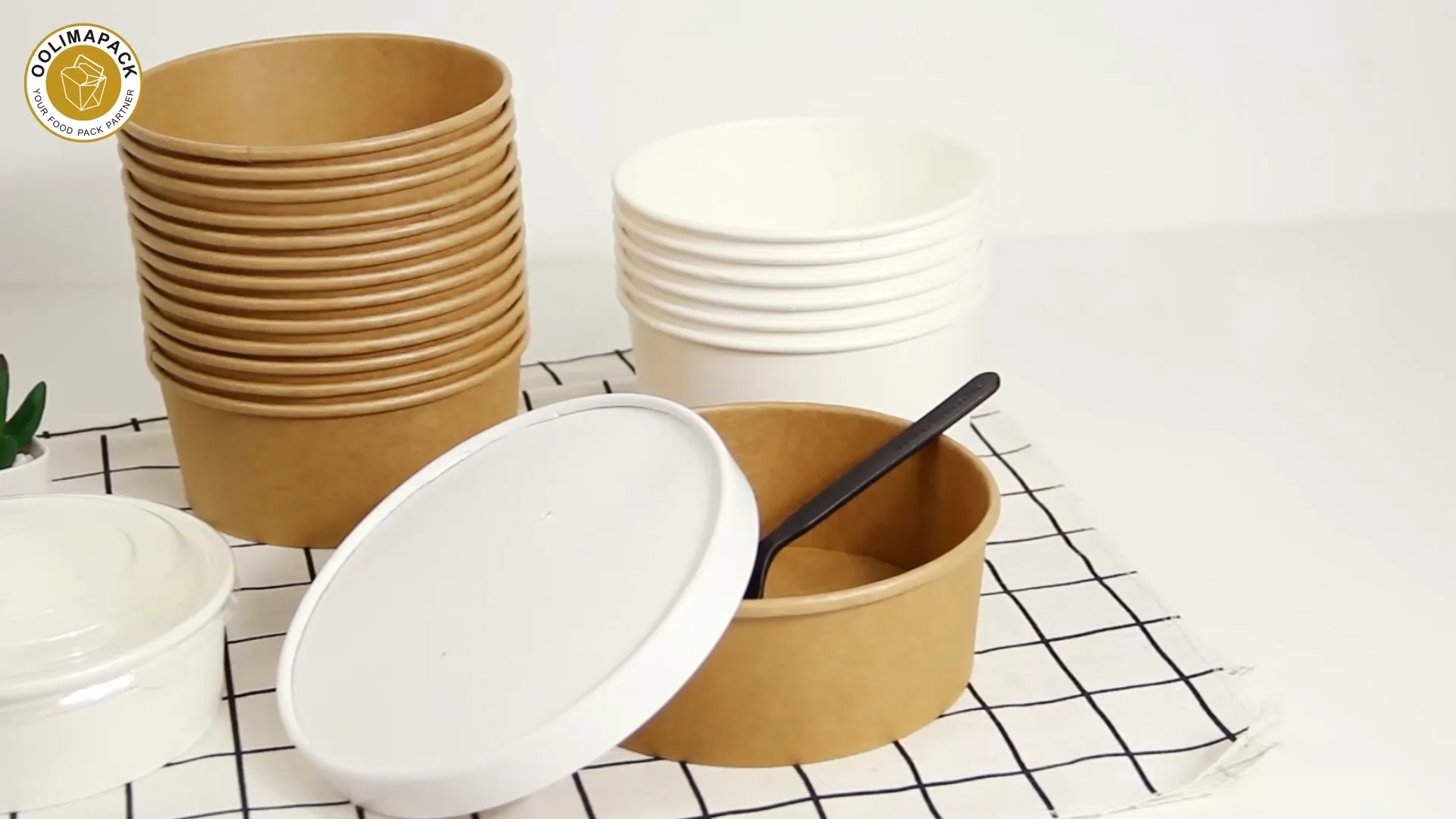 Disposable Take Away Kraft Paper Salad Bowl With Pet Lid,Kraft Salad