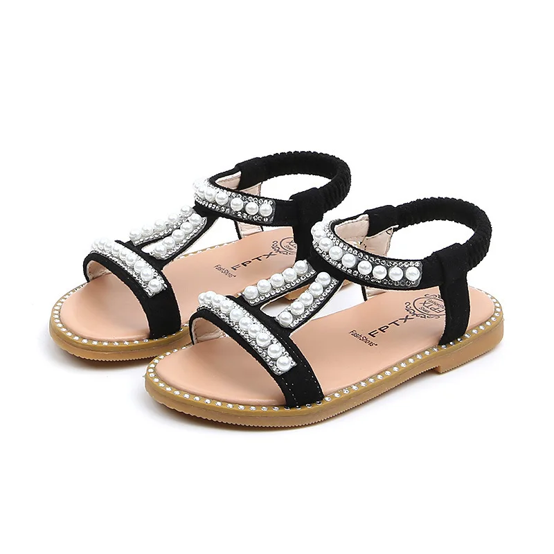 

Hao Baby Summer New Little Girl Pearl Sandal Baby Korean Version Open-toe Princess Girls Children Flat Shoes