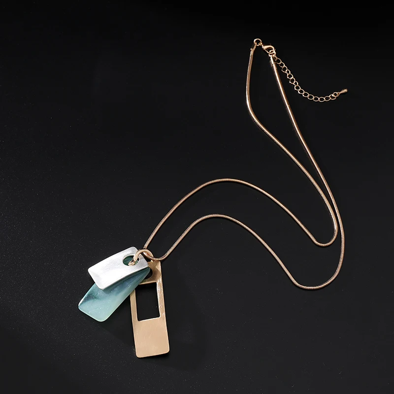 TongLing Trendy Silver Plated Gold Plated Pendant Necklace Handmade Alloy Acrylic Fashion Necklace