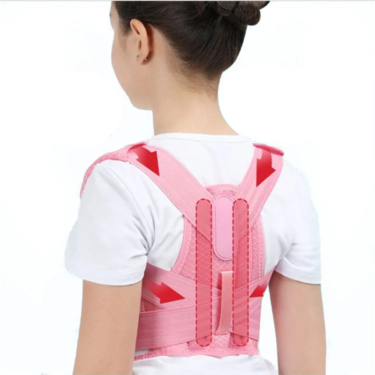 

Adjustable Small Size Package Customizable Posture Corrector Back Support Belt Orthopedic Corset, Pink blue