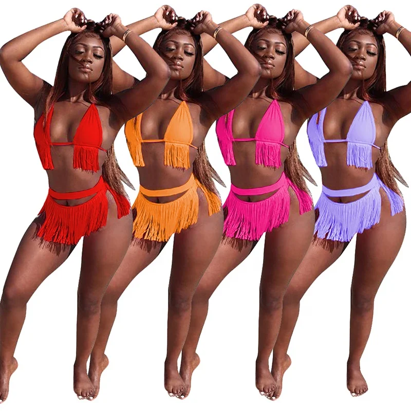 

Swimsuits For Women Bikinis Woman 2 piece Bathing Suit Sexy Tassel Swimwear, Picture