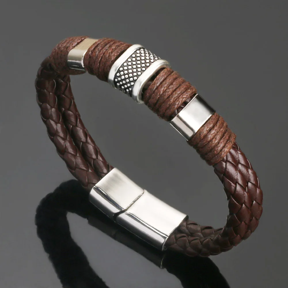 

Vintage leather men's leather magnet clasp bracelet fashion leather bracelet