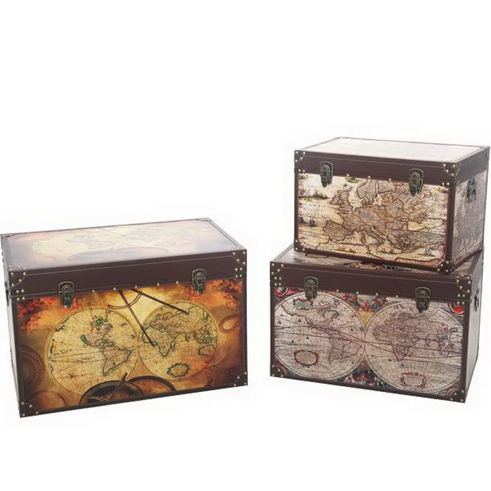 

Boxes Decorative Wooden Chest with Metal Elements Treasure Stash Box Old-Fashioned Antique Vintage Style