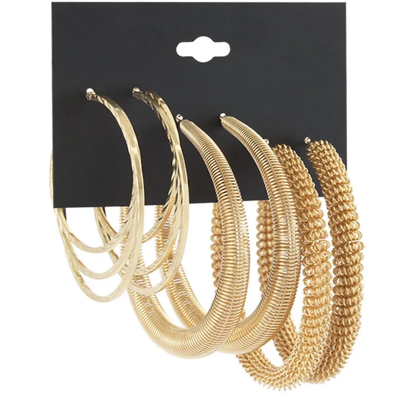 

Fashion gold drop hoop earrings set for women Wholesale N99228, Colors